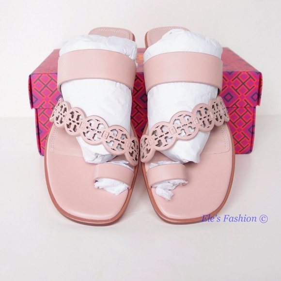 NIB Tory Burch Tiny Miller Toe Ring Leather Sandal Shell Pink US 7 10.5 AUTHENTC - Picture 3 of 16